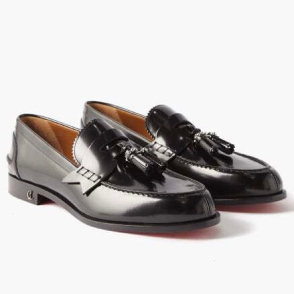 Christian Louboutin Other - New Size 41 Christian Louboutin No Penny Tasselled Patent-Leather Black Loafers